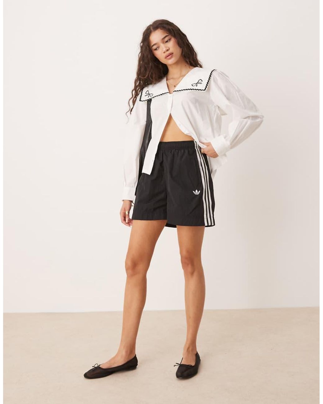 Adidas Originals White Adicolor 3 Stripe Woven Shorts