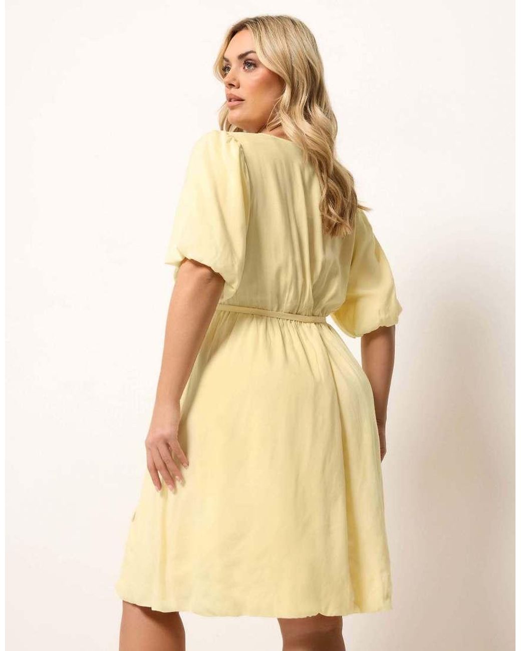 Yours Clothing Natural Puffball Wrap Dress