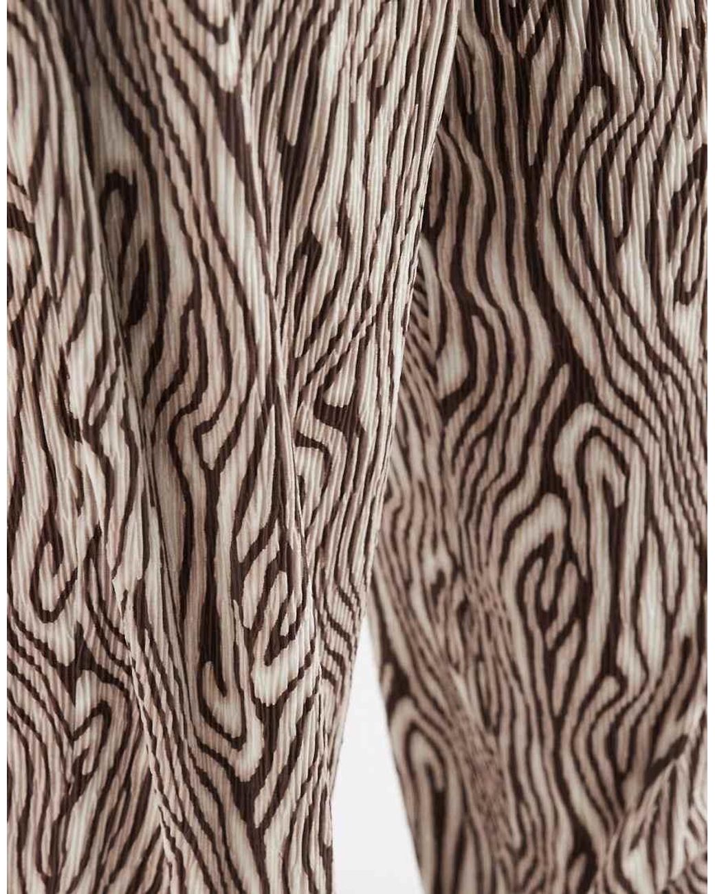 Pieces Plus Brown Pieces Curve Wide Leg Plisse Pants