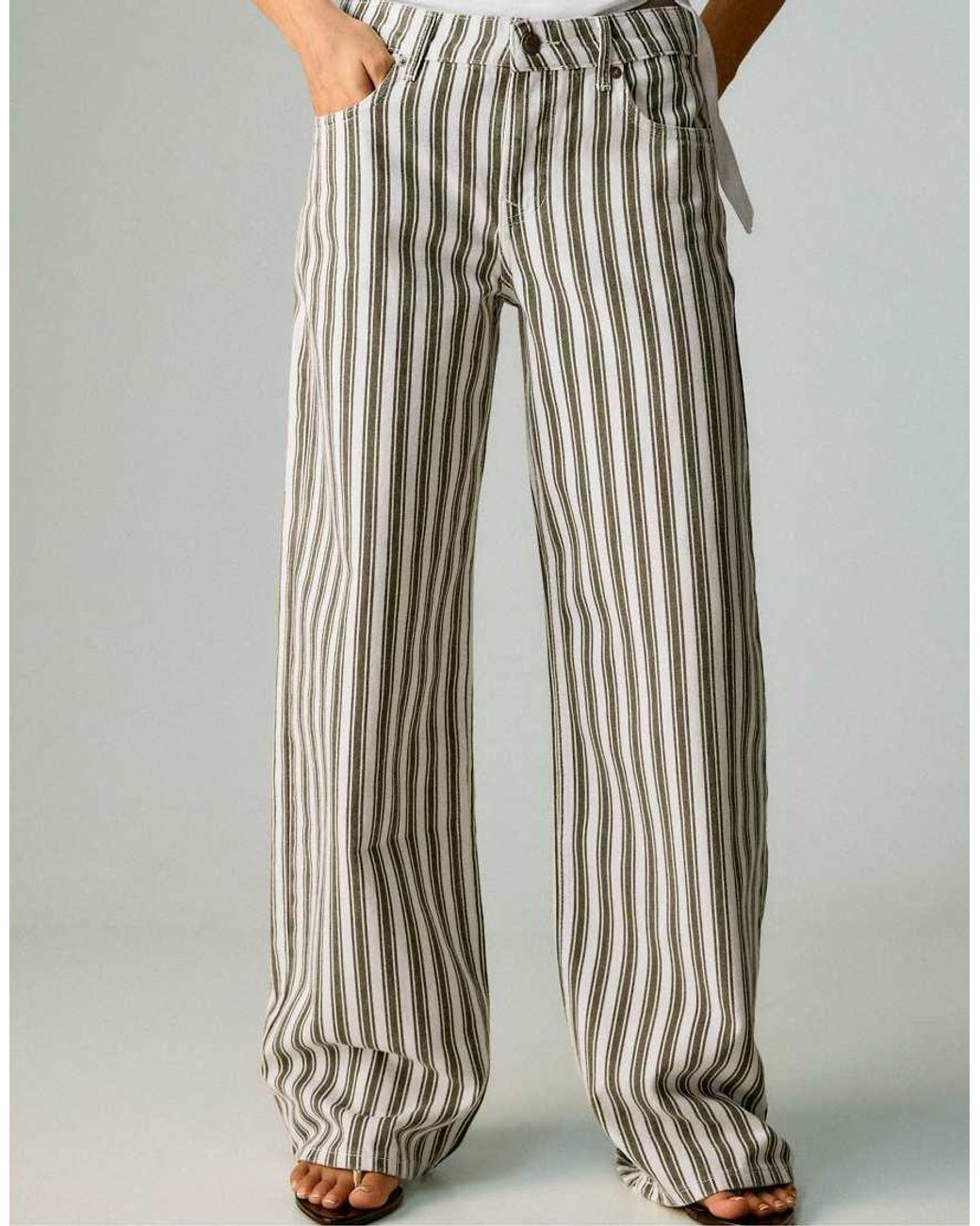 Stradivarius Gray Petite D91 Low Wide-leg Twill Jeans