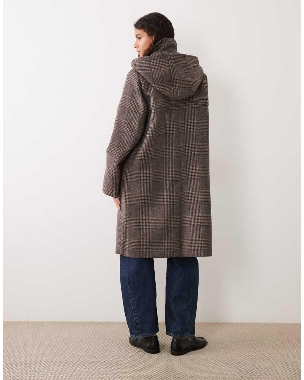Barbour Blue Melody Wool Tartan Check Long Duffle Coat