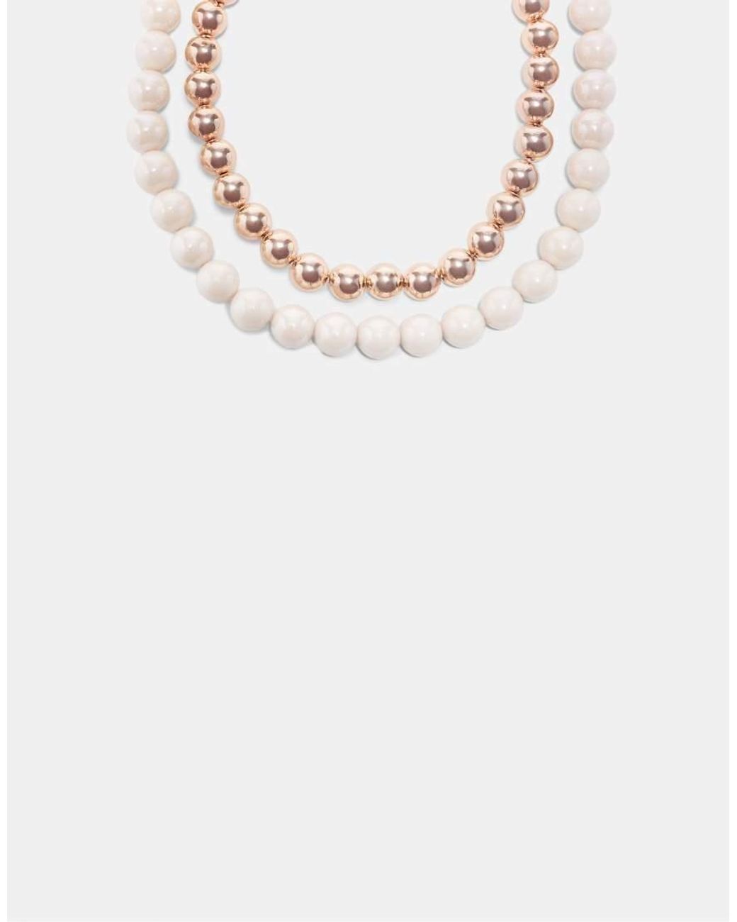 Stradivarius White Set Of 2 Bead Necklaces