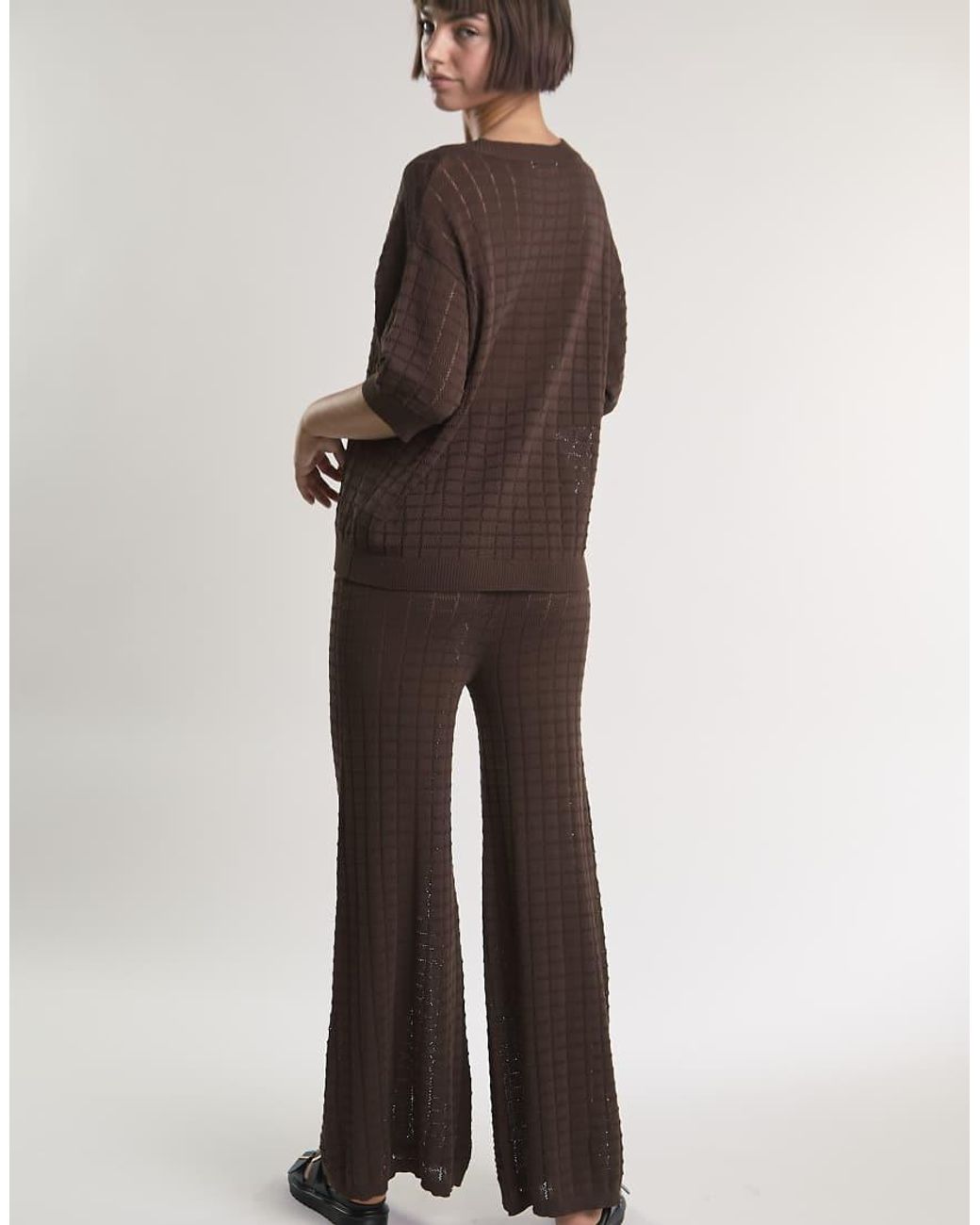 Glamorous White Flared Knit Trousers
