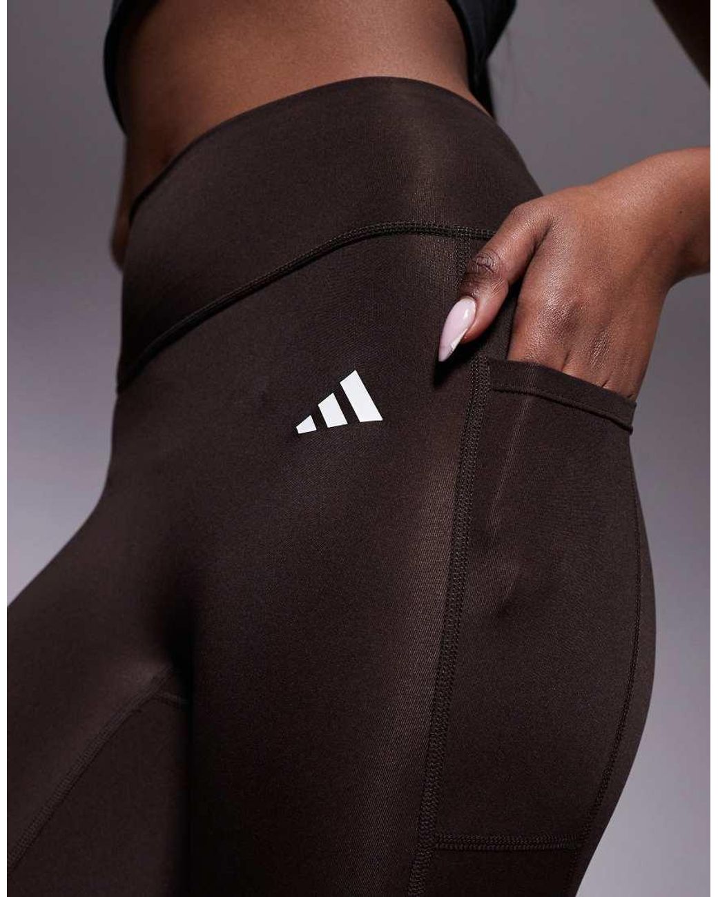 Adidas Originals Brown Adidas Training Optime Essentials 7/8 Leggings