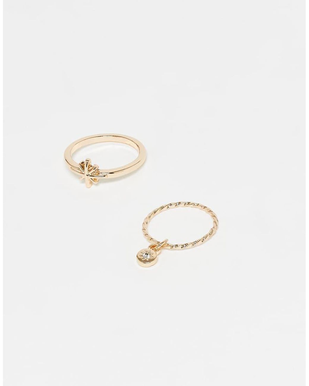Reclaimed Vintage White Dainty Charm 2 Pack Rings