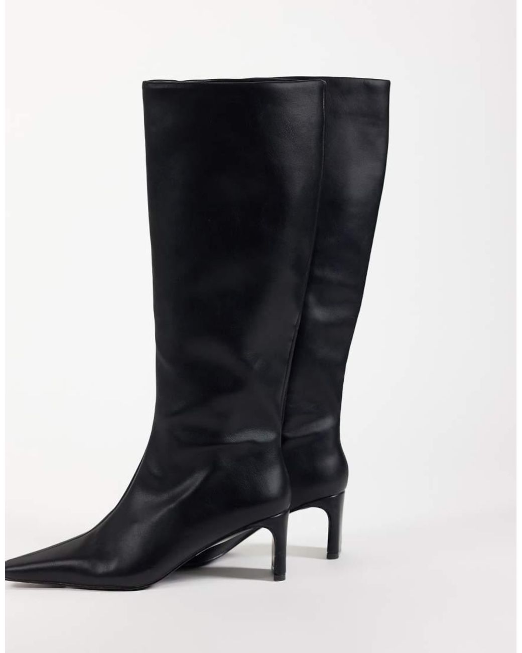 ASOS Black Cedrick Chisel Toe Heeled Knee Boots