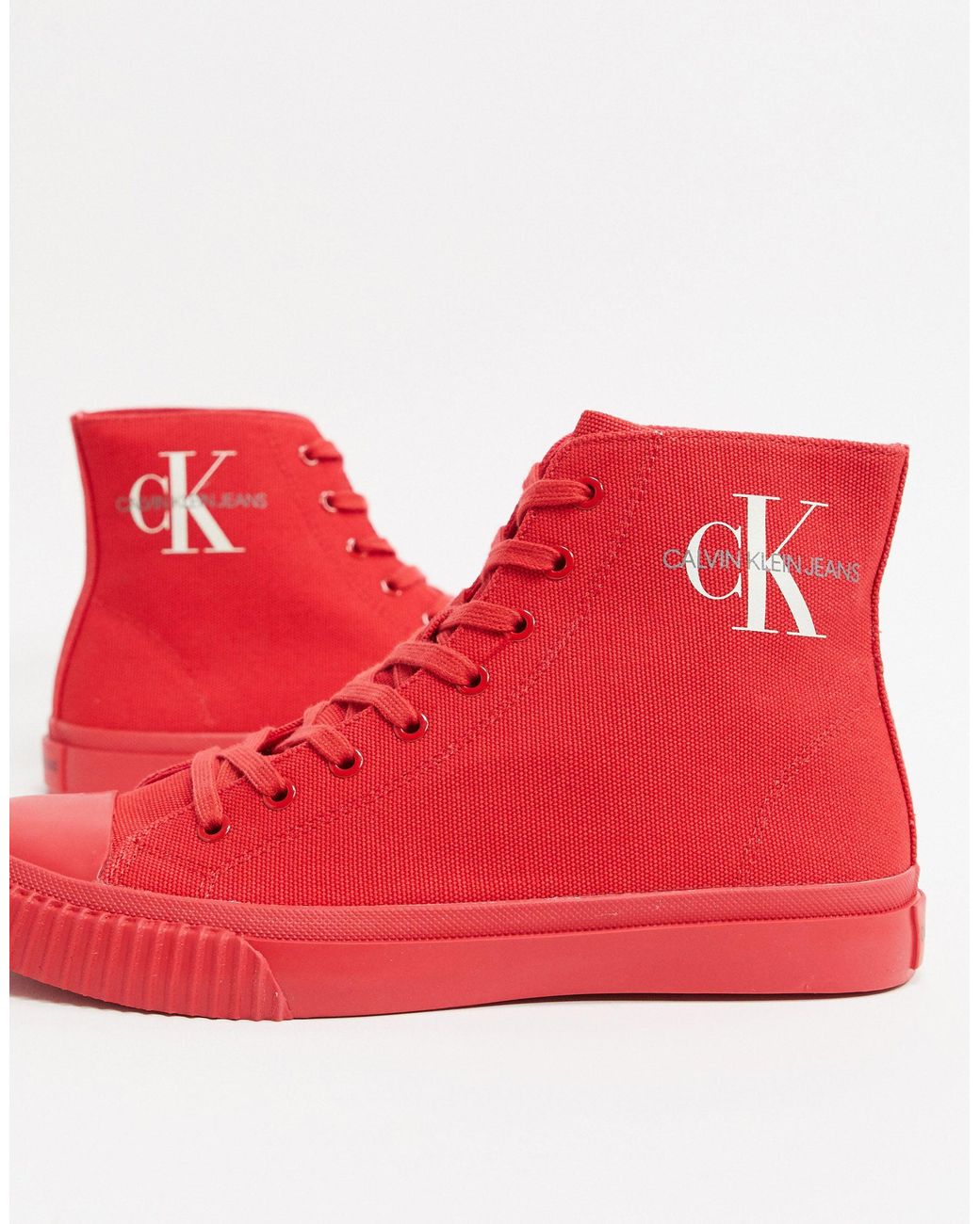 Calvin Klein Jeans Icaro Canvas High Top Sneakers in Red for Men | Lyst