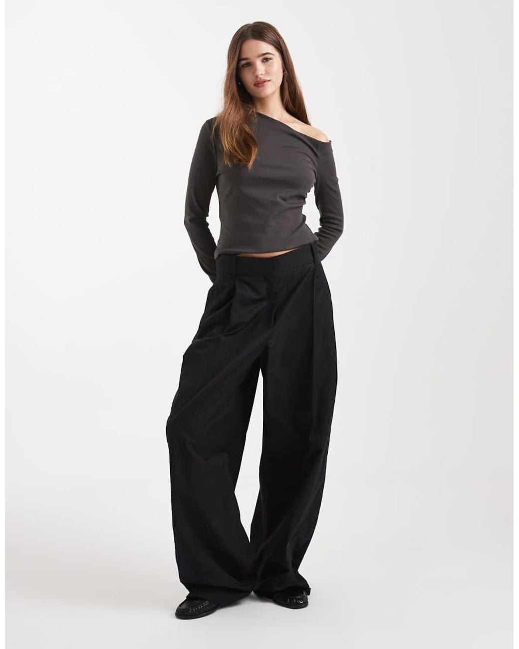 Mango Black Teen Sculpt Top With Slash Neck