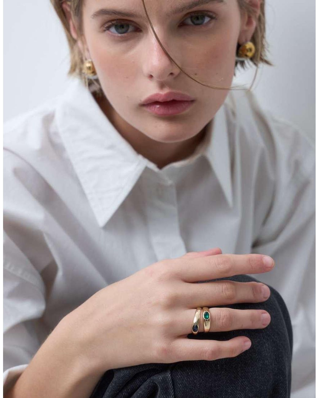 ASOS Natural Pack Of 2 Rings With Multi Stone Setting