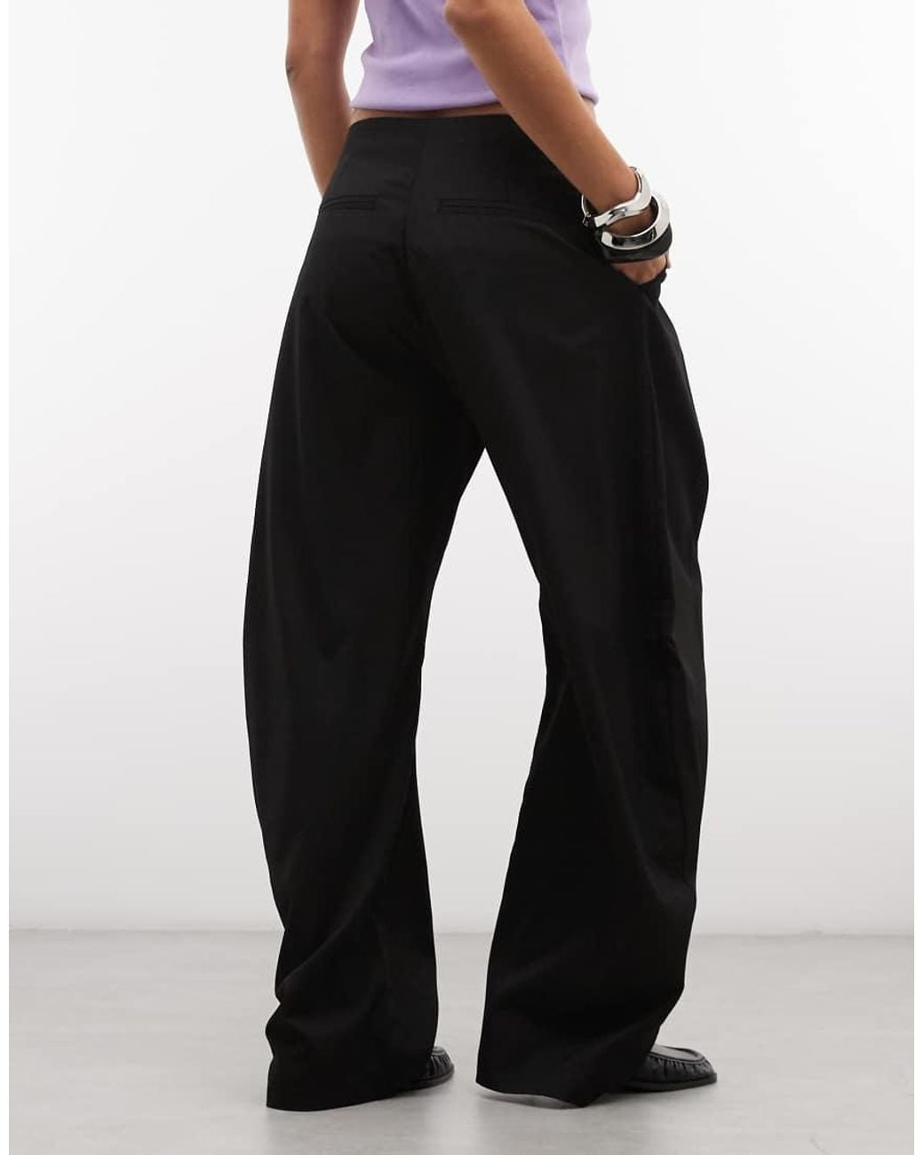 Monki Black Tailored Pleated Balloon Trousers