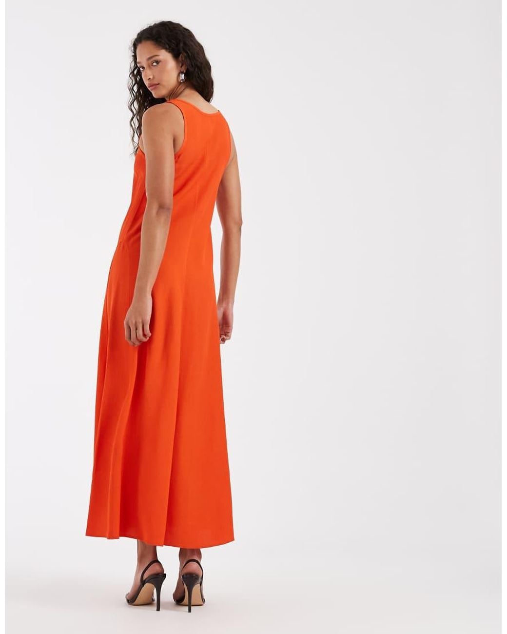 & Other Stories Red Crepe Maxi Dress With Seam Detail