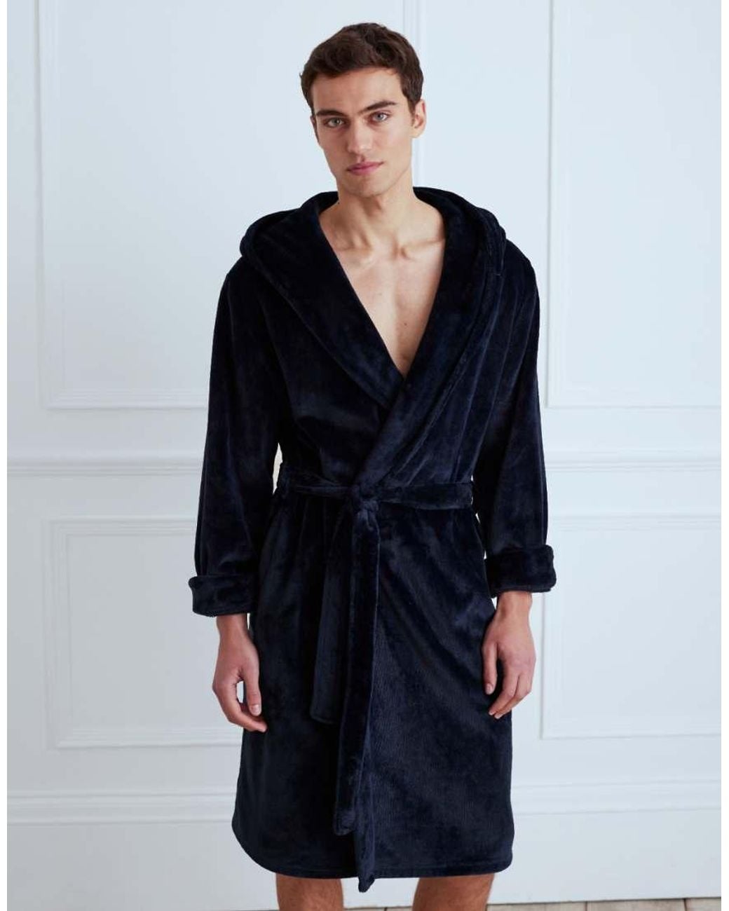 Chelsea Peers Blue Fleece Hooded Dressing Gown for men