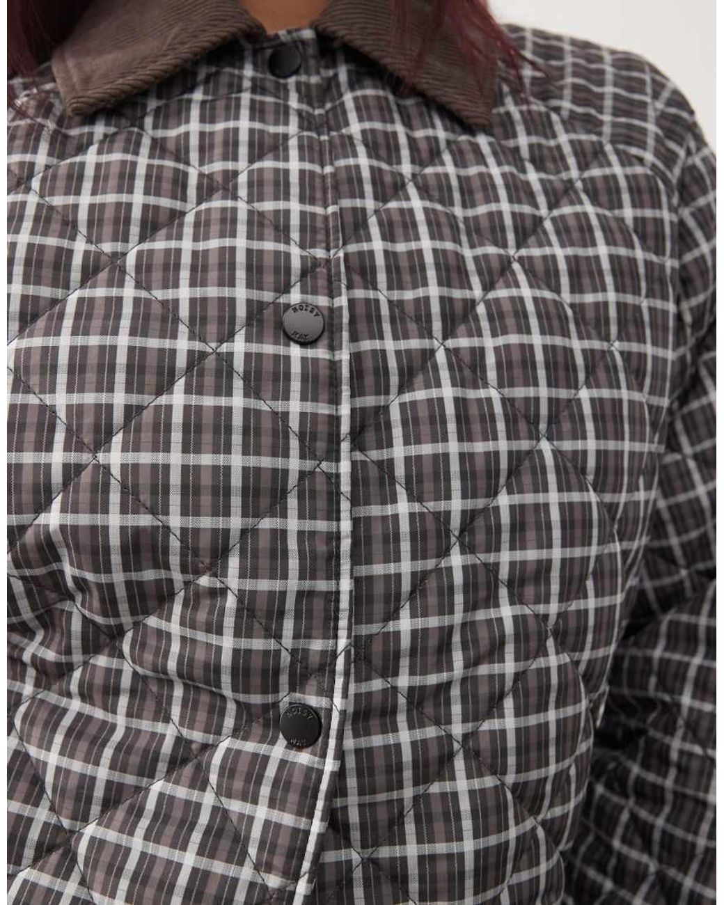 Noisy May Gray Quilted Check Jacket