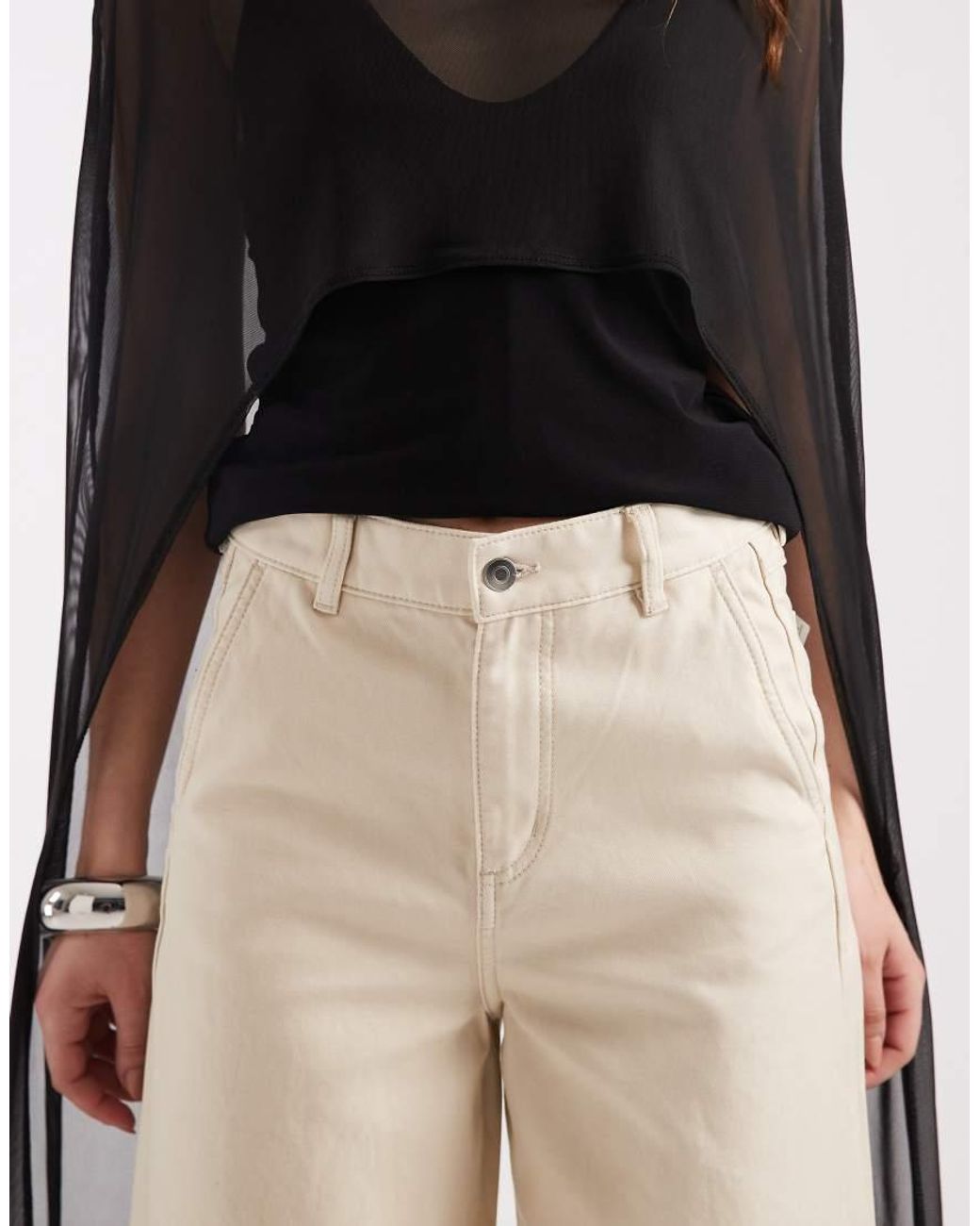 & Other Stories Natural Pure Cotton Straight Leg Trousers