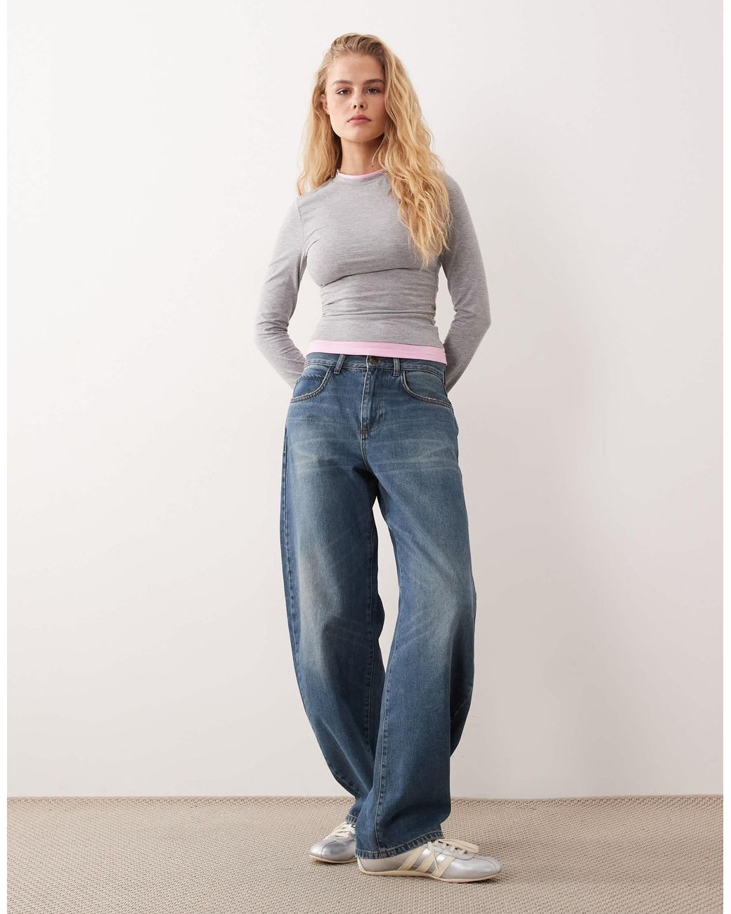 ASOS Gray Long Sleeve Double Layer Top