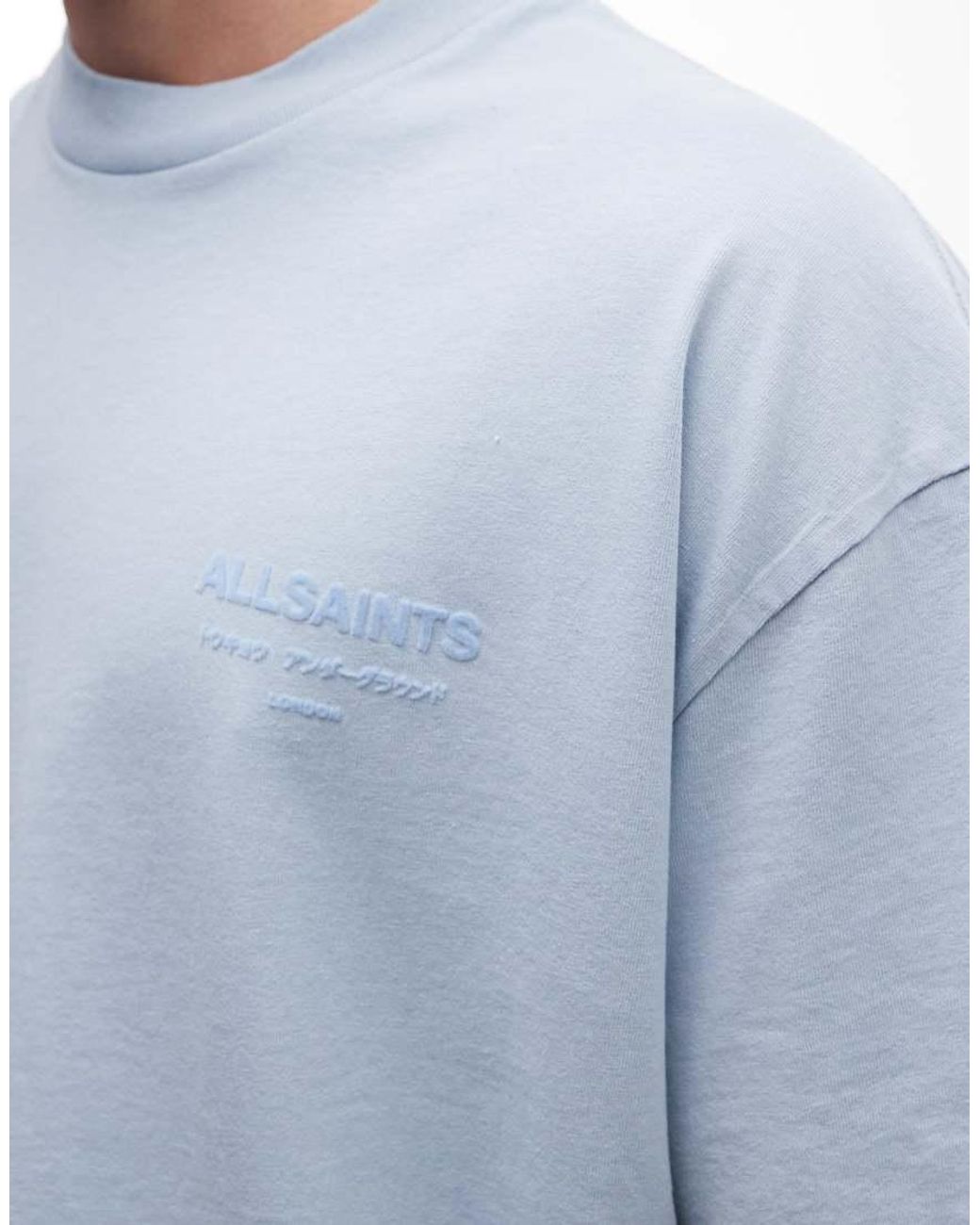 AllSaints Blue Xander Short Sleeve Logo T-Shirt for men