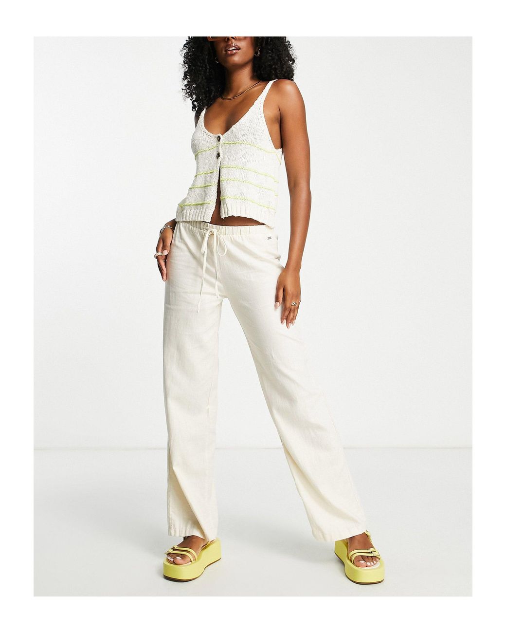 White linen pull on best sale pants