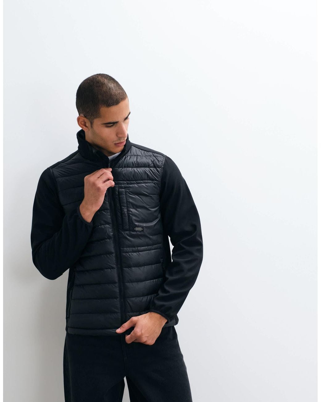 Blend Blue Contrast Sleeve Padded Jacket for men