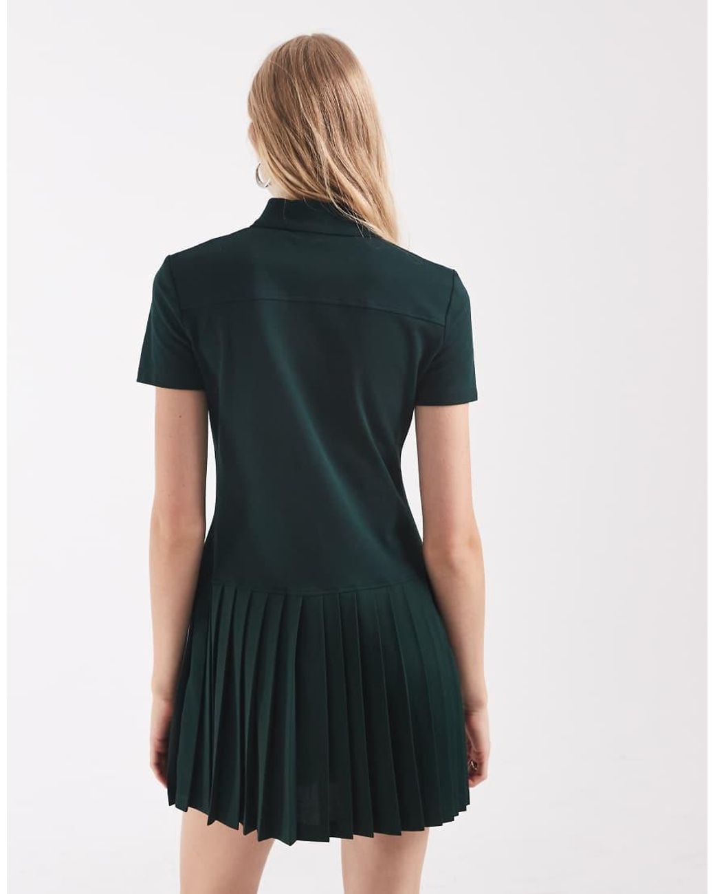 Lacoste Blue Pleated Skirt Pique Polo Dress