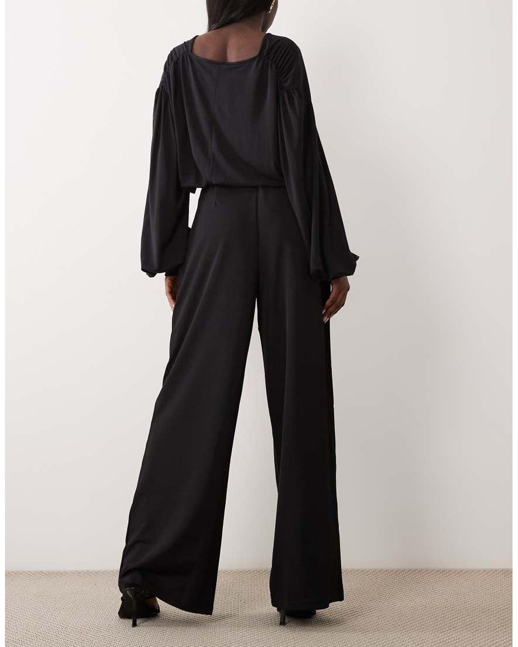ASOS Black Slinky Twill Tailored Slouchy Wide Leg Pants