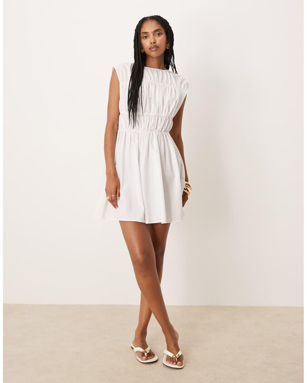 ASOS Natural Ruched Panelled Mini Dress