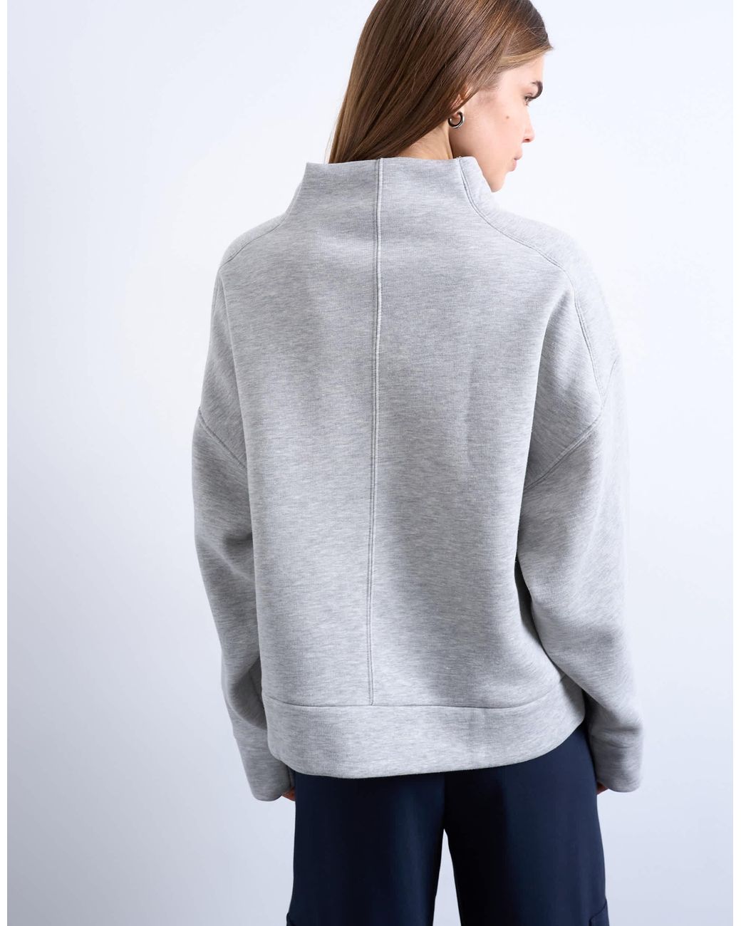 TOPSHOP Gray Funnel Neck Oversized Sweat
