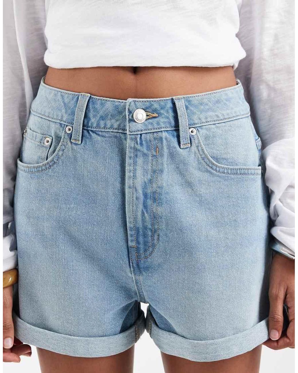 ASOS Blue Denim Comfort Mom Shorts