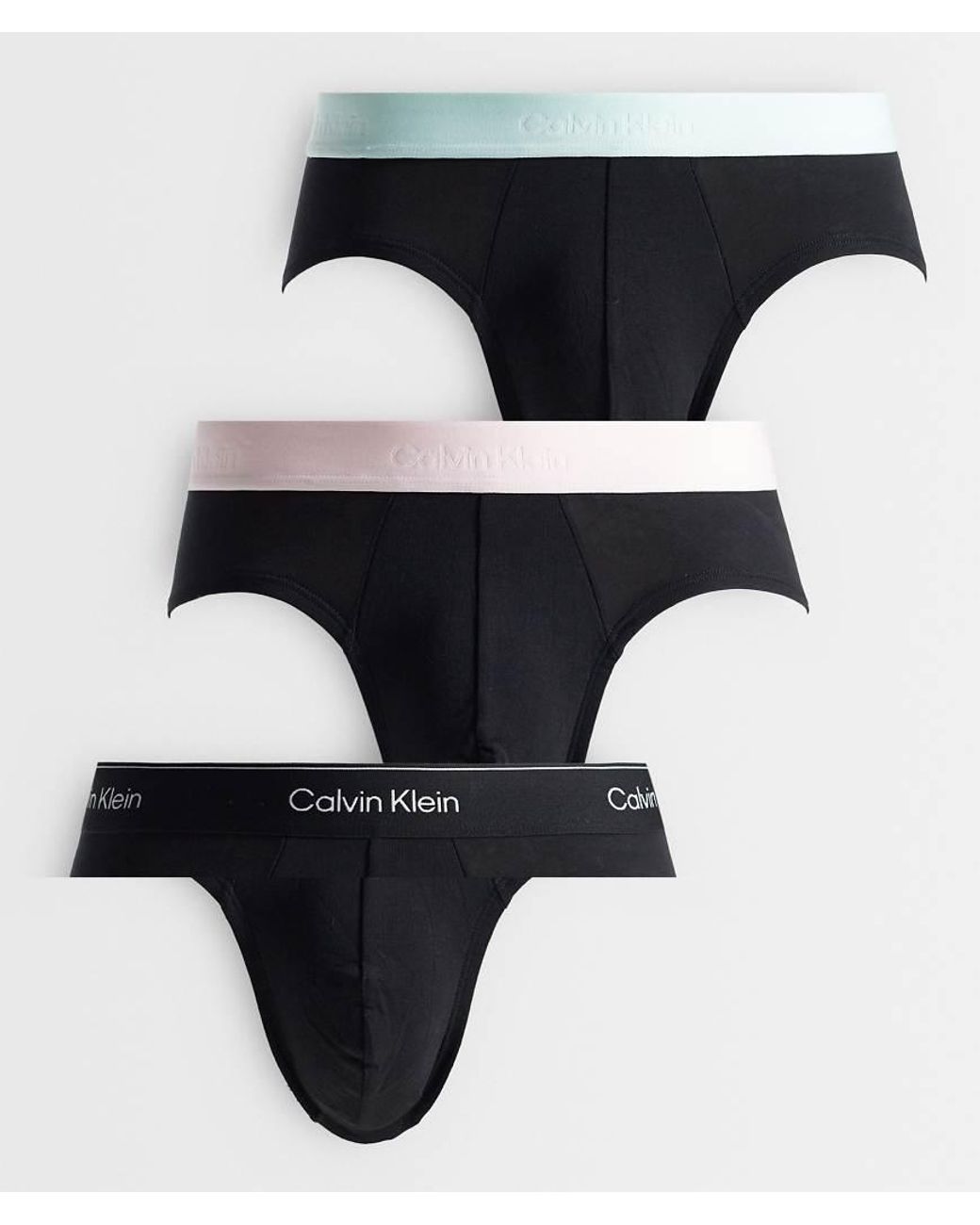 Calvin Klein Black Icon Cotton Stretch 3 Pack Hip Briefs for men