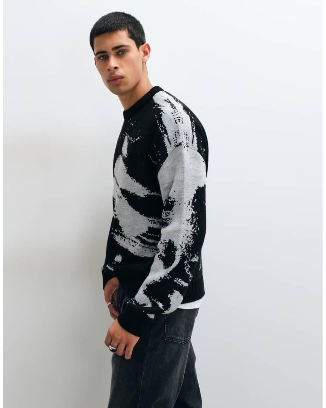 ASOS Gray Knitted Oversized Jumper for men