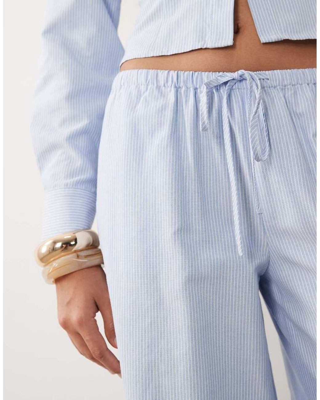Missy Empire White Cotton Rich Tie Waist Wide Leg Trousers Co-ord