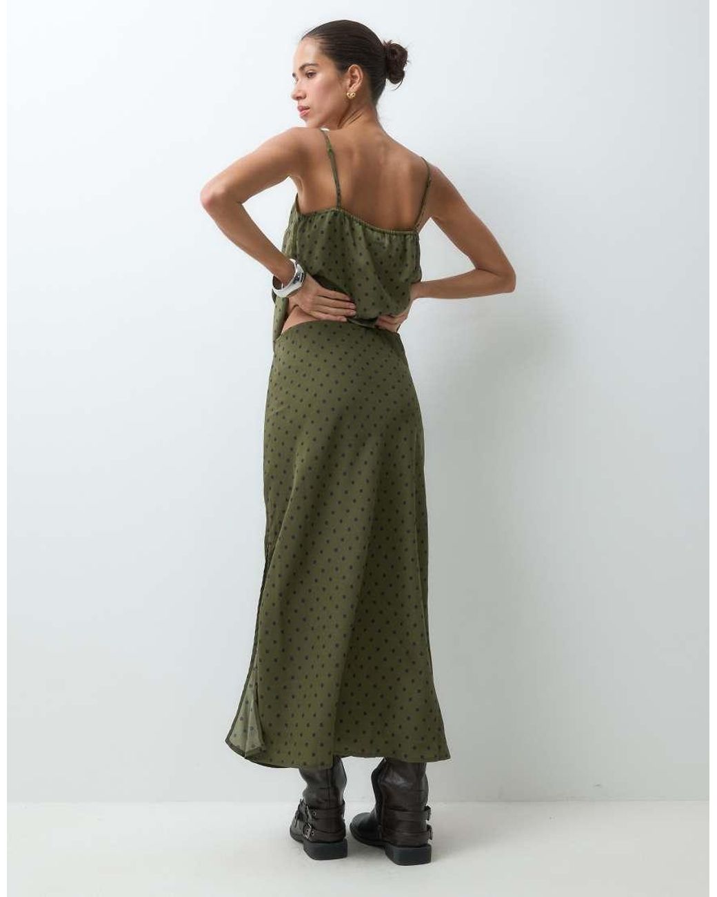 Gap Green Satin Maxi Skirt