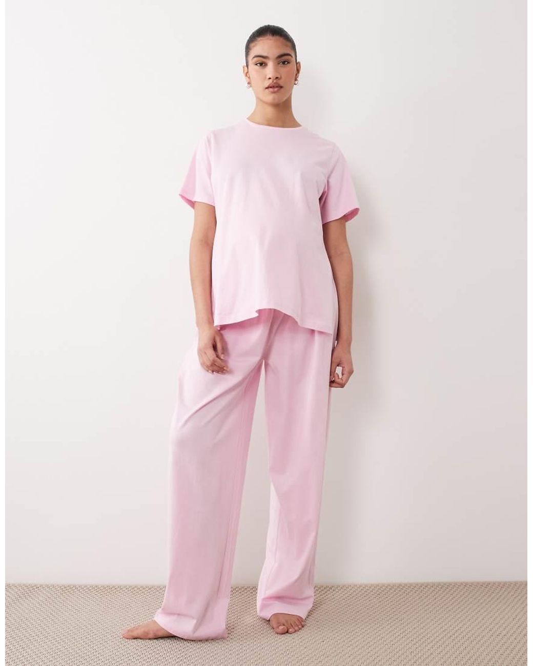 ASOS Pink Asos Design Maternity Mix & Match Cotton Oversized Pyjama Tee