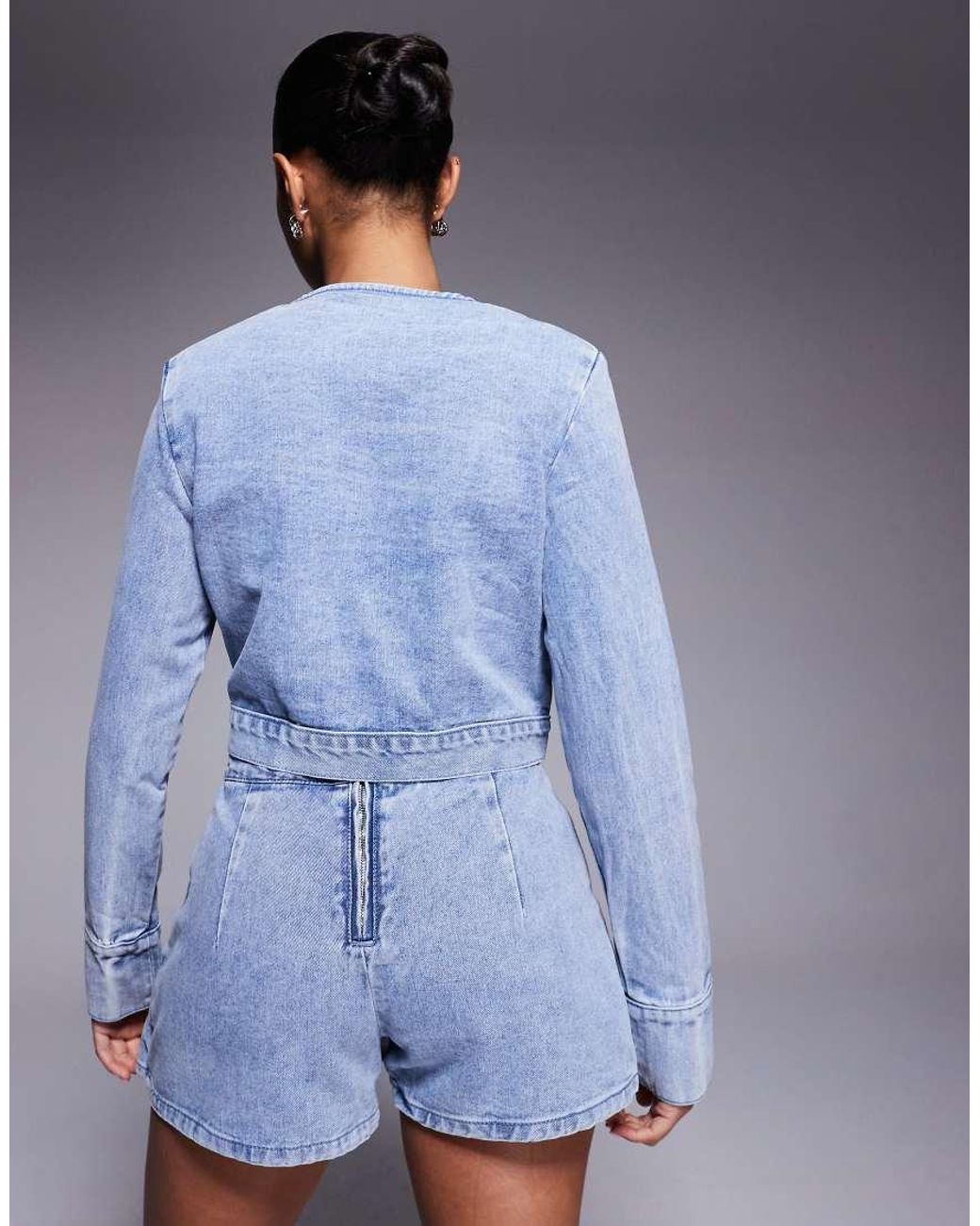 River Island Blue Embellished Bow Denim Jacket Co-ord