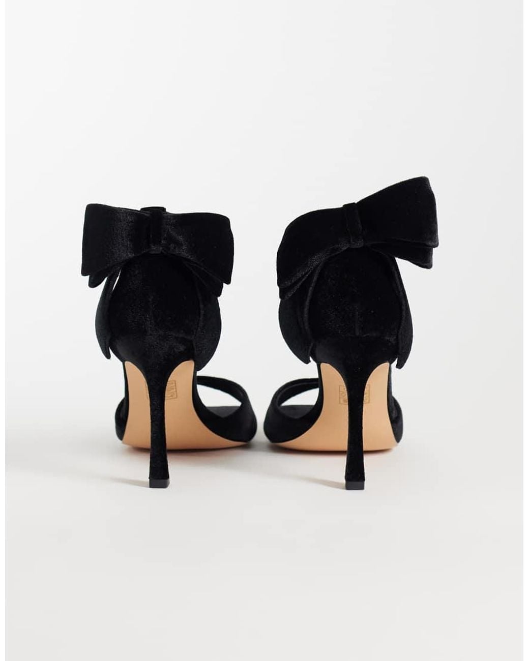London Rebel Black Mila Bow Detail High Heeled Sandals
