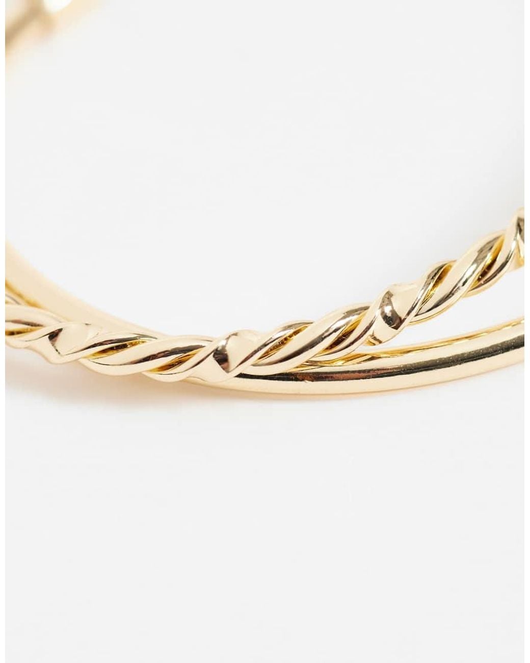 ASOS Natural Pack Of 2 Cuff Bracelets With Plain And Twist Detail