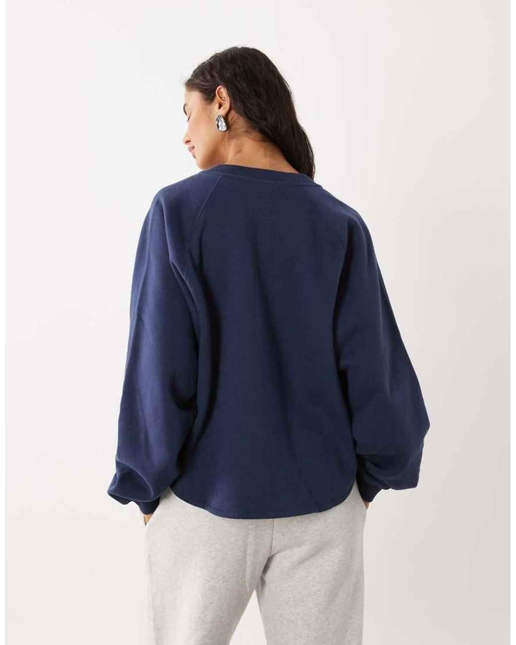 Abercrombie & Fitch Blue Icon Logo Henley Sweat Top