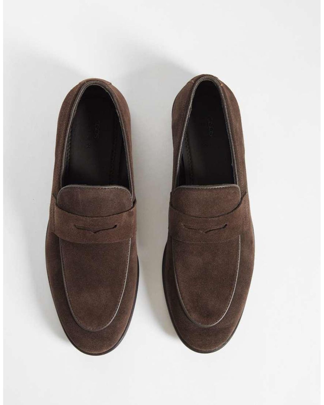 ASOS Brown Slim Penny Loafers for men