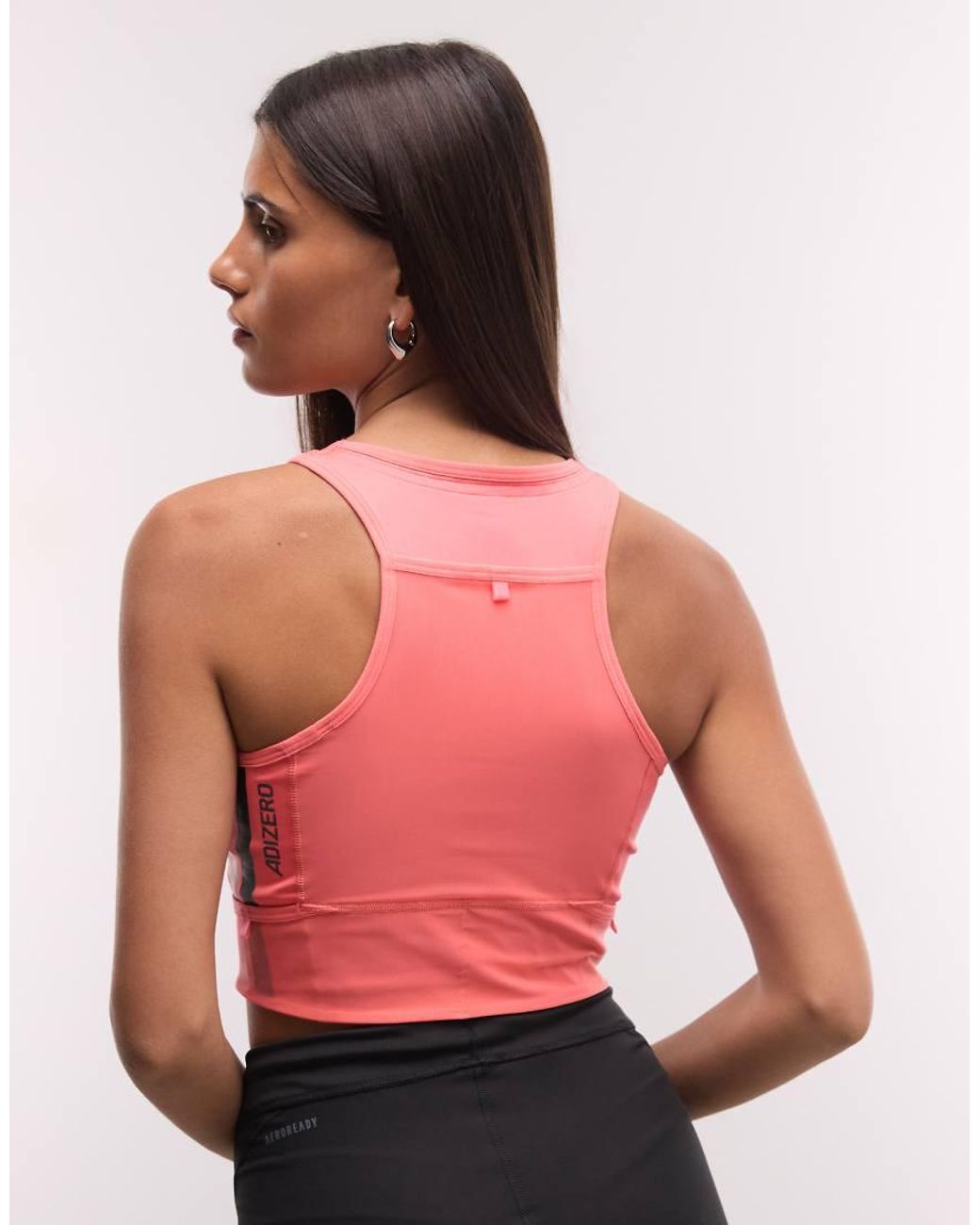 Adidas Originals Red Adidas Running Adizero Zip Crop Top