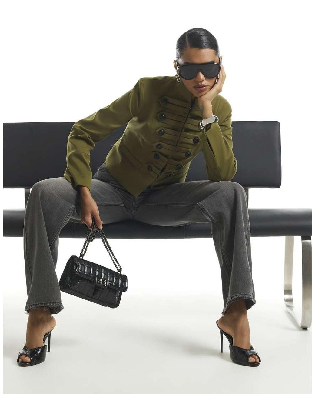River Island Green Military Jacket