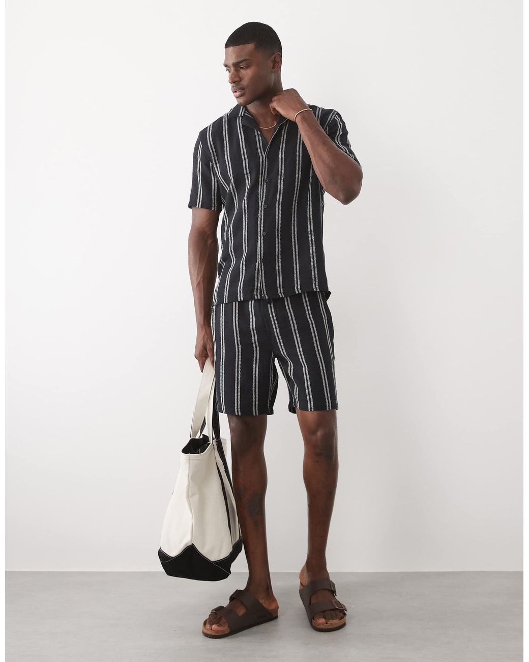 Only & Sons – texturiertes hemd in Blue für Herren