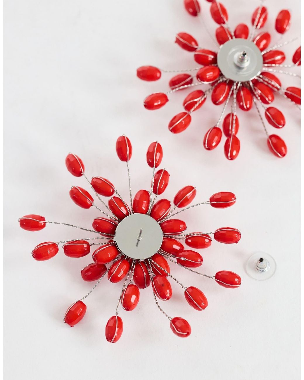 TOPSHOP Red Echo Statement Hand-Made Stud Earring