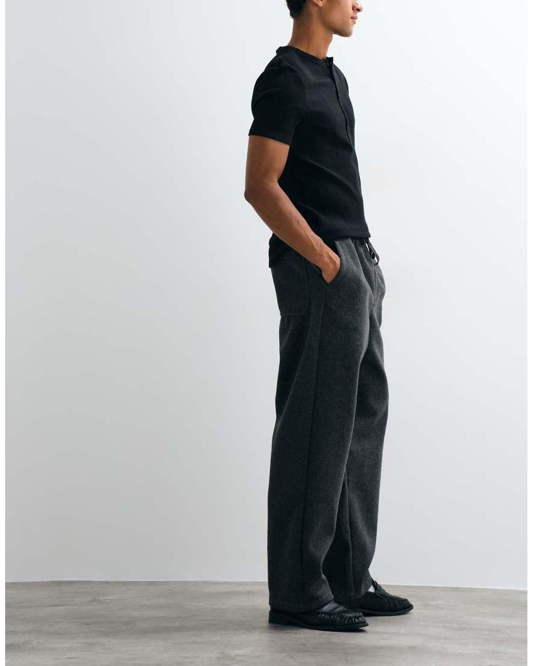 ASOS Blue Baggy Wool Look Trouser for men