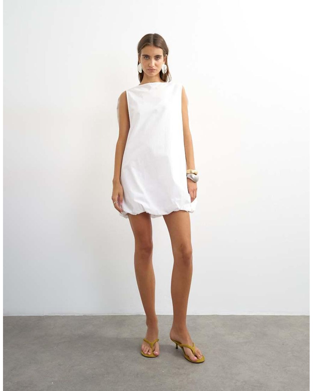 TOPSHOP White Poplin Bubble Cape Mini Dress