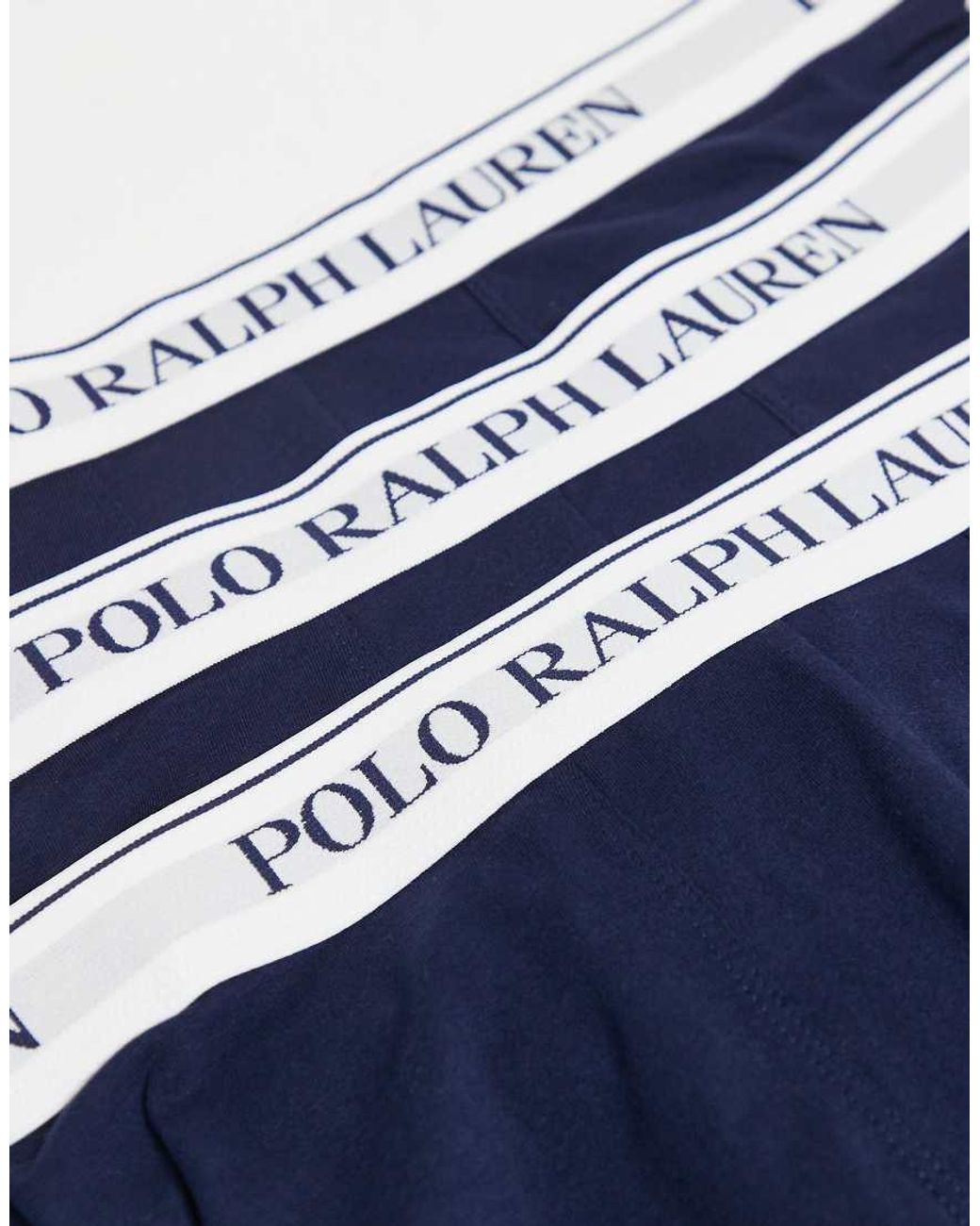 Polo Ralph Lauren Blue 3 Pack Contrast Logo Waistband Classic Trunks for men