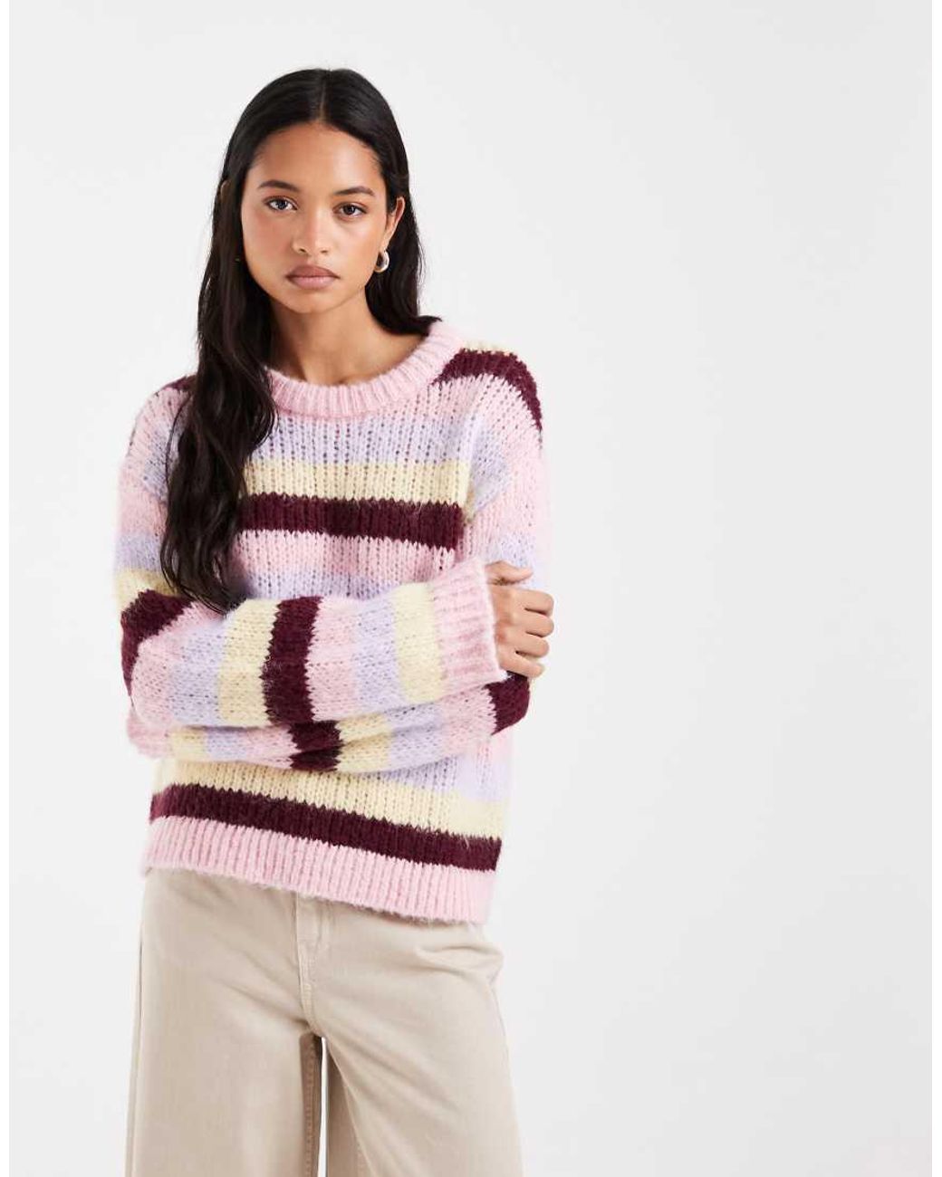 Pieces Pink Chunky Knitted Jumper