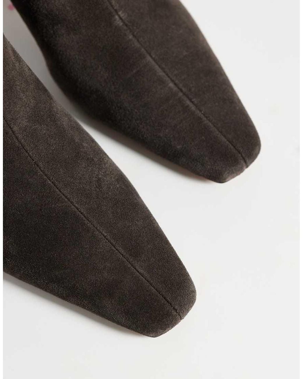 Mango Black 100% Leather Suede Kitten Heeled Ankle Boot