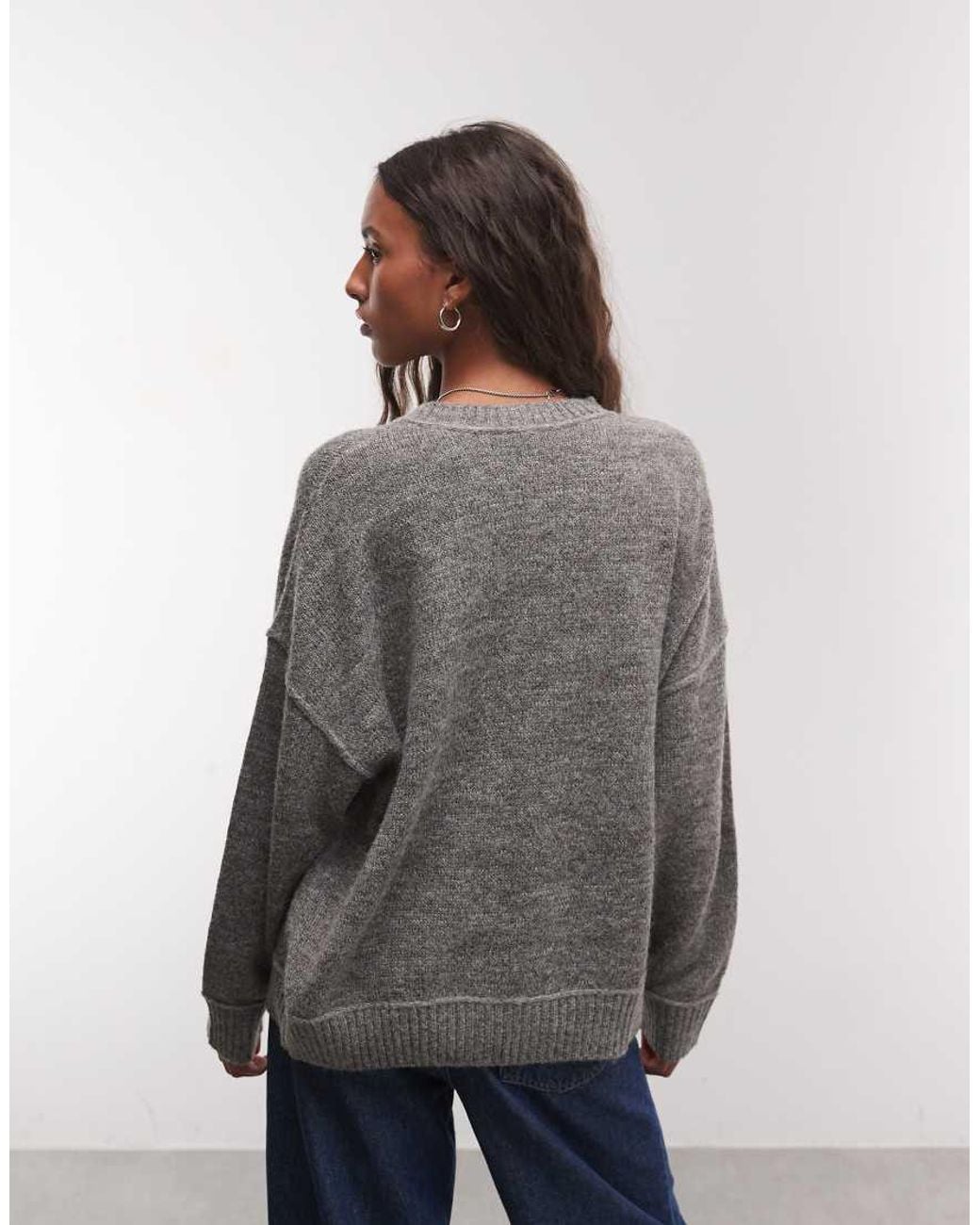 Collusion Gray Knitted Boxy Oversized Cardi