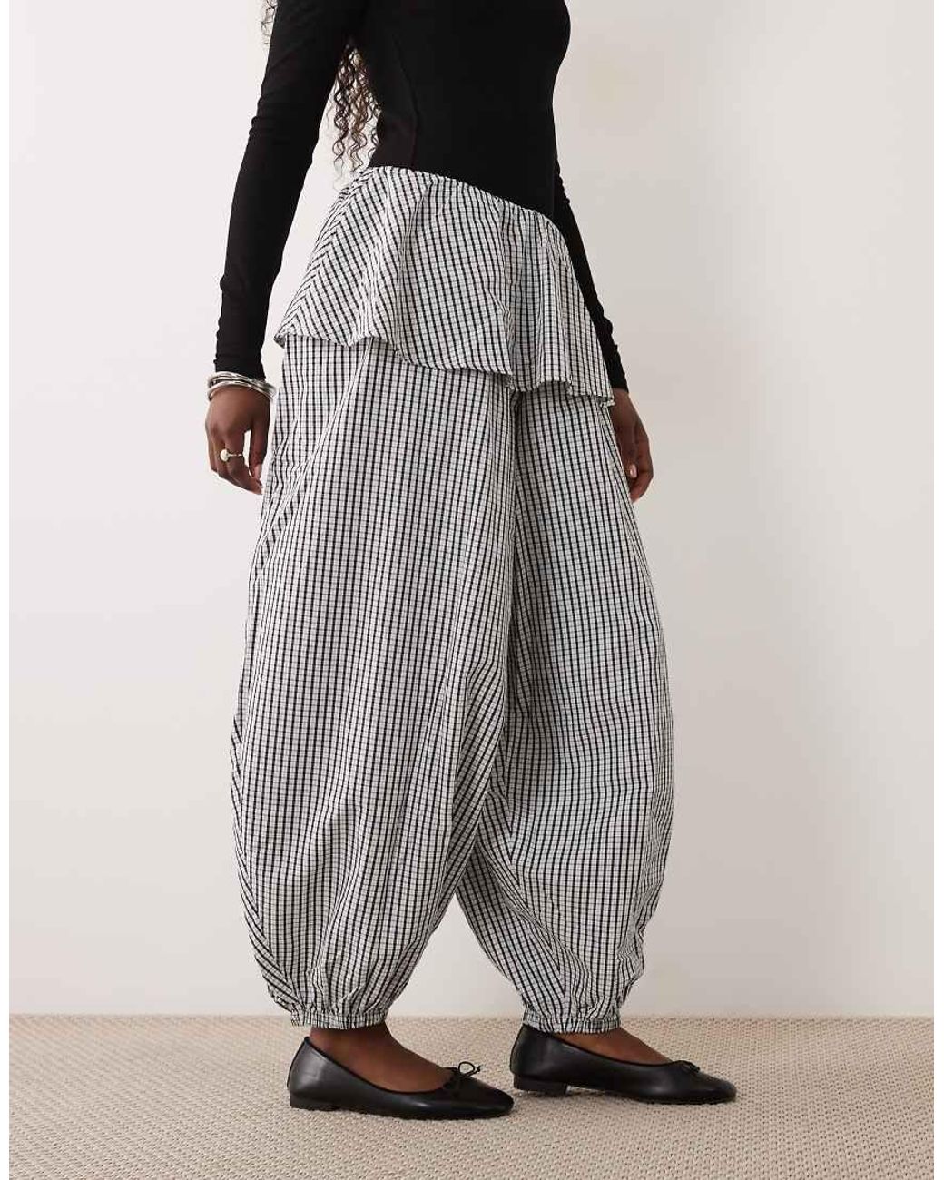 ASOS Gray Balloon Pants With Skirt Overlay Detail