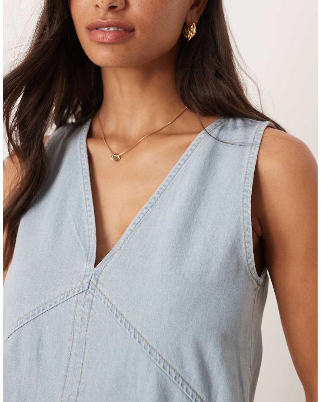 ASOS Blue Denim A Line Swing Mini Dress
