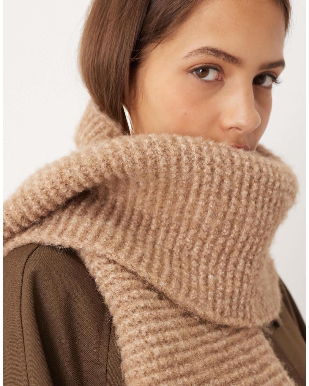 ASOS Brown Wool Mix Knit Scarf